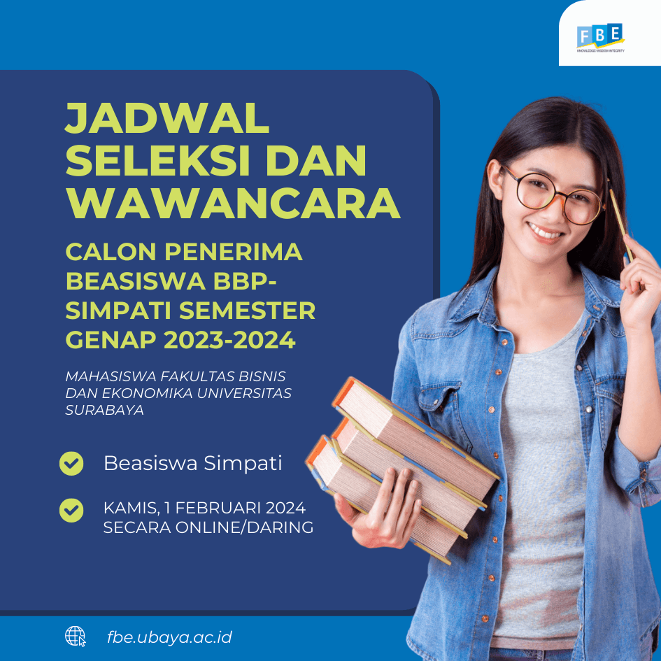 JADWAL SELEKSI DAN WAWANCARA CALON PENERIMA BEASISWA BBP-SIMPATI SEMESTER GENAP 2023-2024