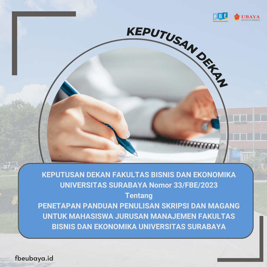 KEPUTUSAN DEKAN FAKULTAS BISNIS DAN EKONOMIKA UNIVERSITAS SURABAYA
